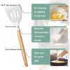 imageEfar Silicone Cooking Utensils Set 446 Heat Resistant 10PCS Kitchen Utensils Set with Wooden Handle for Nonstick Cookware Kitchen Tools Spatula Whisk Tongs Ladle Nontoxic ampamp Healthy WhiteWhite
