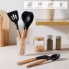 imageEfar Silicone Cooking Utensils Set 446 Heat Resistant 10PCS Kitchen Utensils Set with Wooden Handle for Nonstick Cookware Kitchen Tools Spatula Whisk Tongs Ladle Nontoxic ampamp Healthy WhiteBlack