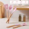 imageEfar Silicone Cooking Utensils Set 446 Heat Resistant 10PCS Kitchen Utensils Set with Wooden Handle for Nonstick Cookware Kitchen Tools Spatula Whisk Tongs Ladle Nontoxic ampamp Healthy WhitePink