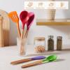 imageEfar Silicone Cooking Utensils Set 446 Heat Resistant 10PCS Kitchen Utensils Set with Wooden Handle for Nonstick Cookware Kitchen Tools Spatula Whisk Tongs Ladle Nontoxic ampamp Healthy WhiteMulticolor