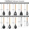 imageEfar Silicone Cooking Utensils Set 446 Heat Resistant 10PCS Kitchen Utensils Set with Wooden Handle for Nonstick Cookware Kitchen Tools Spatula Whisk Tongs Ladle Nontoxic ampamp Healthy WhiteGray