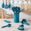 imageEfar Silicone Cooking Utensils Set 446 Heat Resistant 10PCS Kitchen Utensils Set with Wooden Handle for Nonstick Cookware Kitchen Tools Spatula Whisk Tongs Ladle Nontoxic ampamp Healthy WhiteNavy Blue