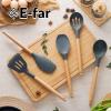 imageEfar Silicone Cooking Utensils Set 446 Heat Resistant 10PCS Kitchen Utensils Set with Wooden Handle for Nonstick Cookware Kitchen Tools Spatula Whisk Tongs Ladle Nontoxic ampamp Healthy WhiteGray