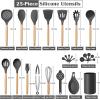 imageEfar Silicone Cooking Utensils Set 446 Heat Resistant 10PCS Kitchen Utensils Set with Wooden Handle for Nonstick Cookware Kitchen Tools Spatula Whisk Tongs Ladle Nontoxic ampamp Healthy WhiteGray