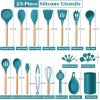 imageEfar Silicone Cooking Utensils Set 446 Heat Resistant 10PCS Kitchen Utensils Set with Wooden Handle for Nonstick Cookware Kitchen Tools Spatula Whisk Tongs Ladle Nontoxic ampamp Healthy WhiteNavy Blue