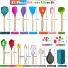 imageEfar Silicone Cooking Utensils Set 446 Heat Resistant 10PCS Kitchen Utensils Set with Wooden Handle for Nonstick Cookware Kitchen Tools Spatula Whisk Tongs Ladle Nontoxic ampamp Healthy WhiteMulticolor