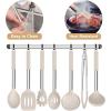 imageEfar Silicone Cooking Utensils Set 7 Pcs Heat Resistant Kitchen Utensils with Stainless Steel Handle Slotted Turner Spoon Soup Ladle Pasta Server Skimmer Tongs for Nonstick Cookware GrayKhaki