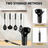 imageEfar Silicone Cooking Utensils Set 7 Pcs Heat Resistant Kitchen Utensils with Stainless Steel Handle Slotted Turner Spoon Soup Ladle Pasta Server Skimmer Tongs for Nonstick Cookware GrayBlack