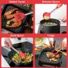 imageEfar Silicone Cooking Utensils Set 7 Pcs Heat Resistant Kitchen Utensils with Stainless Steel Handle Slotted Turner Spoon Soup Ladle Pasta Server Skimmer Tongs for Nonstick Cookware GrayRed