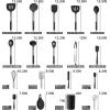 imageEfar Silicone Cooking Utensils Set 7 Pcs Heat Resistant Kitchen Utensils with Stainless Steel Handle Slotted Turner Spoon Soup Ladle Pasta Server Skimmer Tongs for Nonstick Cookware GrayBlack