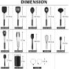 imageEfar Silicone Cooking Utensils Set 7 Pcs Heat Resistant Kitchen Utensils with Stainless Steel Handle Slotted Turner Spoon Soup Ladle Pasta Server Skimmer Tongs for Nonstick Cookware GrayBlack