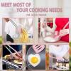 imageEfar Silicone Cooking Utensils Set 7 Pcs Heat Resistant Kitchen Utensils with Stainless Steel Handle Slotted Turner Spoon Soup Ladle Pasta Server Skimmer Tongs for Nonstick Cookware GrayPink