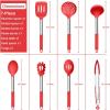 imageEfar Silicone Cooking Utensils Set 7 Pcs Heat Resistant Kitchen Utensils with Stainless Steel Handle Slotted Turner Spoon Soup Ladle Pasta Server Skimmer Tongs for Nonstick Cookware GrayRed