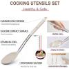 imageEfar Silicone Cooking Utensils Set 7 Pcs Heat Resistant Kitchen Utensils with Stainless Steel Handle Slotted Turner Spoon Soup Ladle Pasta Server Skimmer Tongs for Nonstick Cookware GrayKhaki