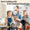 imageEfar Silicone Cooking Utensils Set 7 Pcs Heat Resistant Kitchen Utensils with Stainless Steel Handle Slotted Turner Spoon Soup Ladle Pasta Server Skimmer Tongs for Nonstick Cookware GrayBlack