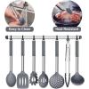 imageEfar Silicone Cooking Utensils Set 7 Pcs Heat Resistant Kitchen Utensils with Stainless Steel Handle Slotted Turner Spoon Soup Ladle Pasta Server Skimmer Tongs for Nonstick Cookware GrayGray