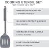 imageEfar Silicone Cooking Utensils Set 7 Pcs Heat Resistant Kitchen Utensils with Stainless Steel Handle Slotted Turner Spoon Soup Ladle Pasta Server Skimmer Tongs for Nonstick Cookware GrayGray