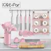 imageEfar Silicone Cooking Utensils Set 7 Pcs Heat Resistant Kitchen Utensils with Stainless Steel Handle Slotted Turner Spoon Soup Ladle Pasta Server Skimmer Tongs for Nonstick Cookware GrayPink