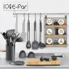 imageEfar Silicone Cooking Utensils Set 7 Pcs Heat Resistant Kitchen Utensils with Stainless Steel Handle Slotted Turner Spoon Soup Ladle Pasta Server Skimmer Tongs for Nonstick Cookware GrayGray