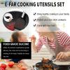 imageEfar Silicone Cooking Utensils Set 7 Pcs Heat Resistant Kitchen Utensils with Stainless Steel Handle Slotted Turner Spoon Soup Ladle Pasta Server Skimmer Tongs for Nonstick Cookware GrayBlack