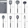 imageEfar Silicone Cooking Utensils Set 7 Pcs Heat Resistant Kitchen Utensils with Stainless Steel Handle Slotted Turner Spoon Soup Ladle Pasta Server Skimmer Tongs for Nonstick Cookware GrayGray