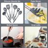 imageEfar Silicone Cooking Utensils Set 7 Pcs Heat Resistant Kitchen Utensils with Stainless Steel Handle Slotted Turner Spoon Soup Ladle Pasta Server Skimmer Tongs for Nonstick Cookware GrayGray