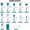 imageEfar Silicone Cooking Utensils Set 7 Pcs Heat Resistant Kitchen Utensils with Stainless Steel Handle Slotted Turner Spoon Soup Ladle Pasta Server Skimmer Tongs for Nonstick Cookware GrayBlue