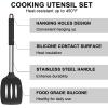 imageEfar Silicone Cooking Utensils Set 7 Pcs Heat Resistant Kitchen Utensils with Stainless Steel Handle Slotted Turner Spoon Soup Ladle Pasta Server Skimmer Tongs for Nonstick Cookware GrayBlack