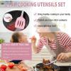 imageEfar Silicone Cooking Utensils Set 7 Pcs Heat Resistant Kitchen Utensils with Stainless Steel Handle Slotted Turner Spoon Soup Ladle Pasta Server Skimmer Tongs for Nonstick Cookware GrayPink