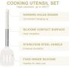 imageEfar Silicone Cooking Utensils Set 7 Pcs Heat Resistant Kitchen Utensils with Stainless Steel Handle Slotted Turner Spoon Soup Ladle Pasta Server Skimmer Tongs for Nonstick Cookware GrayWhite