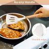 imageEfar Silicone Spatula Turner 2 Pack Heat Resistant Kitchen Spatulas for Nonstick Cookware Rubber Solid Slotted Spatula Cooking Utensils for Fish Eggs Pancakes WhiteWhite