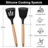 imageEfar Silicone Spatula Turner 2 Pack Heat Resistant Kitchen Spatulas for Nonstick Cookware Rubber Solid Slotted Spatula Cooking Utensils for Fish Eggs Pancakes WhiteBlack
