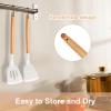 imageEfar Silicone Spatula Turner 2 Pack Heat Resistant Kitchen Spatulas for Nonstick Cookware Rubber Solid Slotted Spatula Cooking Utensils for Fish Eggs Pancakes WhiteWhite