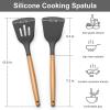imageEfar Silicone Spatula Turner 2 Pack Heat Resistant Kitchen Spatulas for Nonstick Cookware Rubber Solid Slotted Spatula Cooking Utensils for Fish Eggs Pancakes WhiteGray
