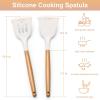 imageEfar Silicone Spatula Turner 2 Pack Heat Resistant Kitchen Spatulas for Nonstick Cookware Rubber Solid Slotted Spatula Cooking Utensils for Fish Eggs Pancakes WhiteWhite