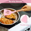 imageEfar Silicone Spatula Turner 2 Pack Heat Resistant Kitchen Spatulas for Nonstick Cookware Rubber Solid Slotted Spatula Cooking Utensils for Fish Eggs Pancakes WhitePink