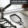 imageEfar Spoon Rest for Stove Top 2Piece Stainless Steel Spoon Holder for Kitchen Counter Spatula Ladle Utensils Rest Heavy Duty ampamp Large Size Dishwasher Safe85 x 43 InchBlack