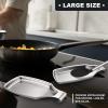 imageEfar Spoon Rest for Stove Top 2Piece Stainless Steel Spoon Holder for Kitchen Counter Spatula Ladle Utensils Rest Heavy Duty ampamp Large Size Dishwasher Safe85 x 43 InchSilver