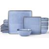 imageEfar Square Plates and Bowls Sets 12Piece Stoneware Dinnerware Sets for 4 Reactive Glaze Dish Set Chip and Scratch Resistant Microwave and Dishwasher Safe Seashell WhiteOcean Blue