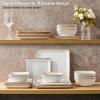 imageEfar Square Plates and Bowls Sets 12Piece Stoneware Dinnerware Sets for 4 Reactive Glaze Dish Set Chip and Scratch Resistant Microwave and Dishwasher Safe Seashell WhiteSeashell White