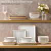 imageEfar Square Plates and Bowls Sets 12Piece Stoneware Dinnerware Sets for 4 Reactive Glaze Dish Set Chip and Scratch Resistant Microwave and Dishwasher Safe Seashell WhiteSeashell White