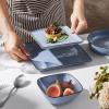 imageEfar Square Plates and Bowls Sets 12Piece Stoneware Dinnerware Sets for 4 Reactive Glaze Dish Set Chip and Scratch Resistant Microwave and Dishwasher Safe Seashell WhiteOcean Blue