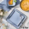 imageEfar Square Plates and Bowls Sets 12Piece Stoneware Dinnerware Sets for 4 Reactive Glaze Dish Set Chip and Scratch Resistant Microwave and Dishwasher Safe Seashell WhiteOcean Blue