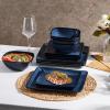 imageEfar Square Plates and Bowls Sets 12Piece Stoneware Dinnerware Sets for 4 Reactive Glaze Dish Set Chip and Scratch Resistant Microwave and Dishwasher Safe Seashell WhiteDeep Sea Blue