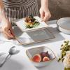 imageEfar Square Plates and Bowls Sets 12Piece Stoneware Dinnerware Sets for 4 Reactive Glaze Dish Set Chip and Scratch Resistant Microwave and Dishwasher Safe Seashell WhiteSeashell White
