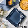 imageEfar Square Plates and Bowls Sets 12Piece Stoneware Dinnerware Sets for 4 Reactive Glaze Dish Set Chip and Scratch Resistant Microwave and Dishwasher Safe Seashell WhiteDeep Sea Blue