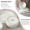 imageEfar Stoneware Dinnerware Sets 12Piece Plates and Bowls Dish Set for 4 Kitchen Modern Dinning Ware Chip and Scratch Resistant Microwave ampamp Dishwasher Safe Matte BlackStone White