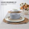 imageEfar Stoneware Dinnerware Sets 12Piece Plates and Bowls Dish Set for 4 Kitchen Modern Dinning Ware Chip and Scratch Resistant Microwave ampamp Dishwasher Safe Matte BlackMulticolor
