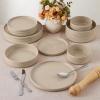 imageEfar Stoneware Dinnerware Sets 12Piece Plates and Bowls Dish Set for 4 Kitchen Modern Dinning Ware Chip and Scratch Resistant Microwave ampamp Dishwasher Safe Matte BlackBright Khaki