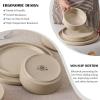 imageEfar Stoneware Dinnerware Sets 12Piece Plates and Bowls Dish Set for 4 Kitchen Modern Dinning Ware Chip and Scratch Resistant Microwave ampamp Dishwasher Safe Matte BlackBright Khaki